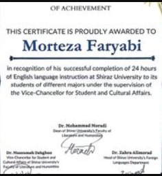 معرفی 10 معلم خصوصی زبان انگلیسی در شیراز+ نمونه تدریس و آدرس 2 تصویری از certificate معلم زبان انگلیسی در شیراز